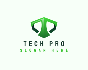 Shield Tech Digital Letter T logo design