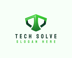 Shield Tech Digital Letter T logo design