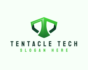 Shield Tech Digital Letter T logo design