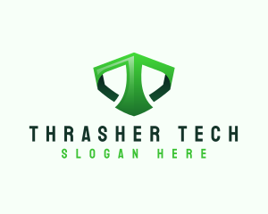 Shield Tech Digital Letter T logo design