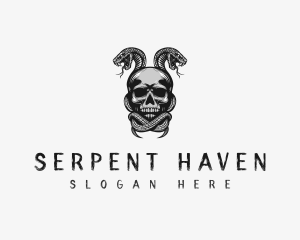 Head Skull Snake logo design