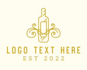 Tequila - Golden Ornamental Wine Bottle logo design