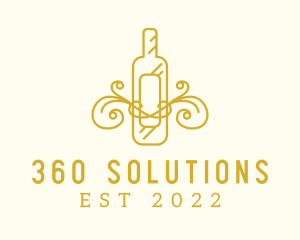 Golden Ornamental Wine Bottle logo design