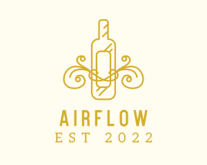 Golden Ornamental Wine Bottle logo design