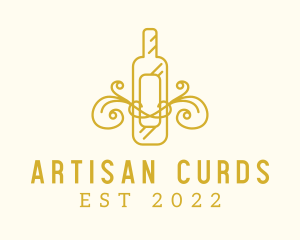 Golden Ornamental Wine Bottle logo design