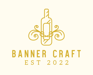 Golden Ornamental Wine Bottle logo design