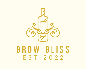 Golden Ornamental Wine Bottle logo design