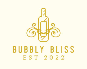 Champagne - Golden Ornamental Wine Bottle logo design