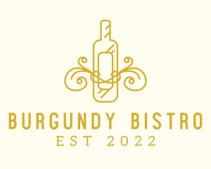 Burgundy - Golden Ornamental Wine Bottle logo design