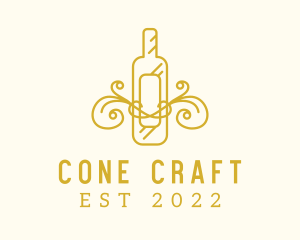 Golden Ornamental Wine Bottle logo design