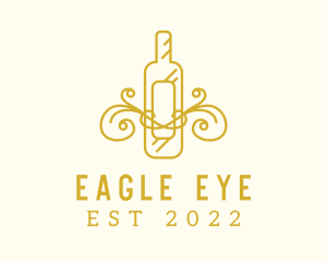 Golden Ornamental Wine Bottle logo design