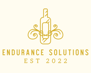 Golden Ornamental Wine Bottle logo design