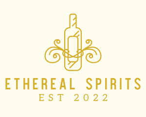 Spirits - Golden Ornamental Wine Bottle logo design