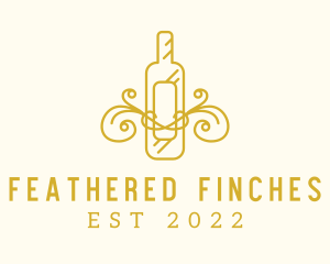 Golden Ornamental Wine Bottle logo design