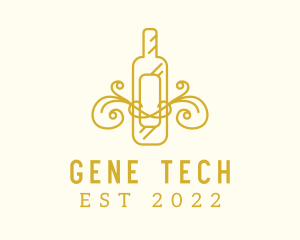 Golden Ornamental Wine Bottle logo design