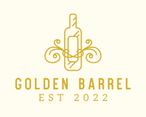 Whiskey - Golden Ornamental Wine Bottle logo design