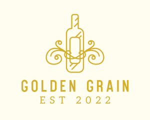 Golden Ornamental Wine Bottle logo design