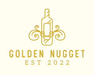 Golden Ornamental Wine Bottle logo design