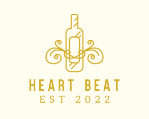 Golden Ornamental Wine Bottle logo design