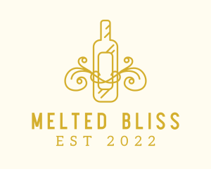 Golden Ornamental Wine Bottle logo design