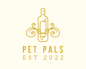 Golden Ornamental Wine Bottle logo design