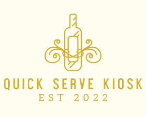 Golden Ornamental Wine Bottle logo design