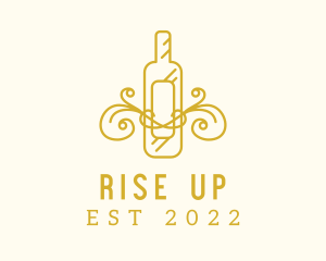 Golden Ornamental Wine Bottle logo design