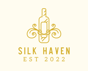 Golden Ornamental Wine Bottle logo design