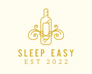 Golden Ornamental Wine Bottle logo design