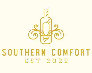 Golden Ornamental Wine Bottle logo design