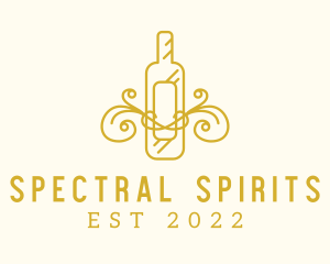 Golden Ornamental Wine Bottle logo design