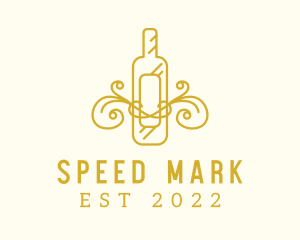 Golden Ornamental Wine Bottle logo design