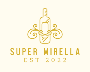Gold - Golden Ornamental Wine Bottle logo design