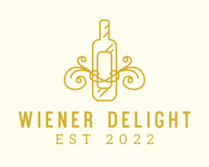 Golden Ornamental Wine Bottle logo design