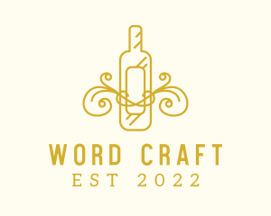 Golden Ornamental Wine Bottle logo design