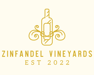 Zinfandel - Golden Ornamental Wine Bottle logo design