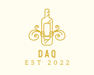 Golden Ornamental Wine Bottle logo design