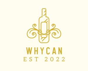 Golden - Golden Ornamental Wine Bottle logo design