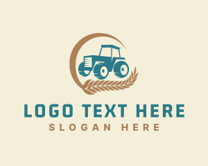 Plowing - Wheat Farm Tractor logo design