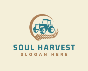 Wheat Farm Tractor logo design