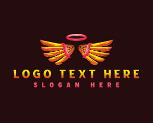 Heaven - Angel Halo Wings logo design
