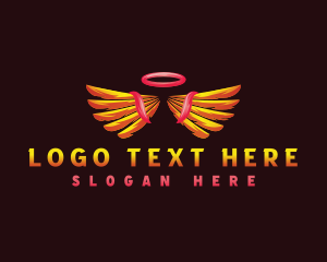 Cherubim - Angel Halo Wings logo design