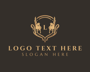Horse - Luxury Pegasus Shield logo design