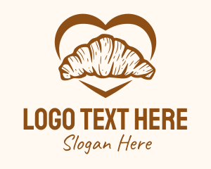 Bread Store - Croissant Pastry Bread Heart logo design