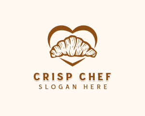 Croissant Pastry Bread Heart logo design