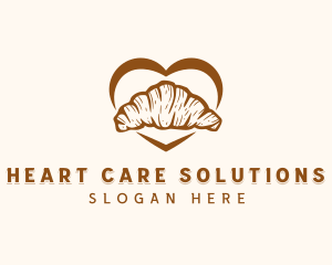 Croissant Pastry Bread Heart logo design