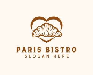 Croissant Pastry Bread Heart logo design