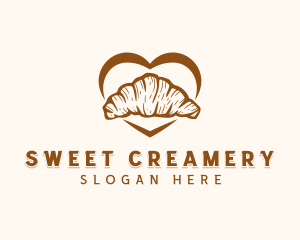 Croissant Pastry Bread Heart logo design