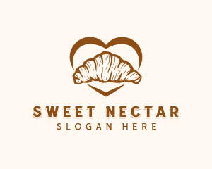 Croissant Pastry Bread Heart logo design