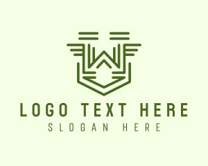 Letter W Wings Shield Outline Logo
